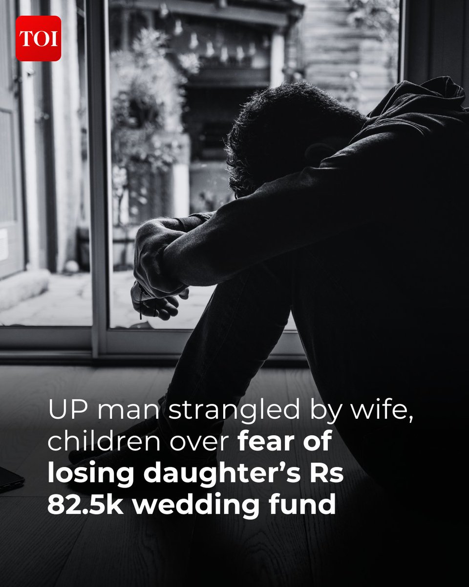 timesofindia's tweet image. #UttarPradesh | A 38-year-old man was allegedly strangled by his wife, daughters, and minor son in #Mahoba district over fears that he would squander Rs 82,500 that he had arranged for his daughter’s #wedding by selling #cattle.

More details 🔗toi.in/1iRyVa