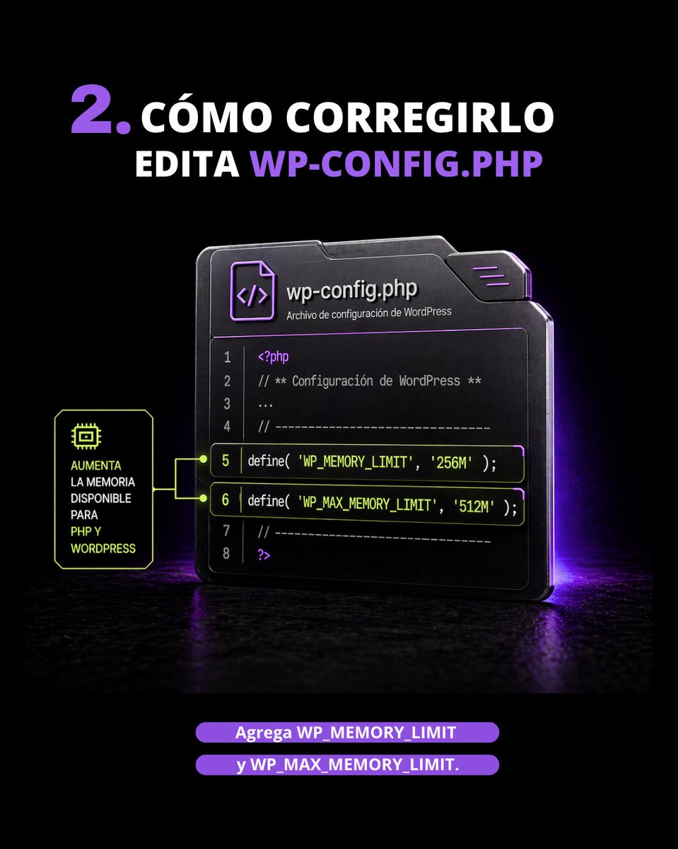 WebziApp's tweet image. ¿Tu WordPress marca “Allowed memory size exhausted” o “Out of memory”?

Eso significa que alcanzó el límite de memoria PHP. 

Guía completa:
webzi.mx/help/como-aume…

#Webzi #WordPress #cPanel #PHP #WPConfig