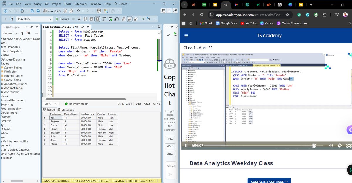 fadeadefolalu's tweet photo. Finally had time to go through all the SQL classes  @ezekiel_aleke  taught for the second time with yesterday's own! 
I was kind of scared it was going to be too hard to understand, but it was easy for me to catch on after understanding the basics. https://t.co/kyvO1jFg5u