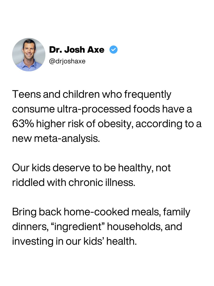 drjoshaxe's tweet image. Our kids deserve to be nourished, energized, and truly fueled by what they eat…not harmed by it.

Drop a '🙏' in the comments if you're investing in your health--it's one of the most important investments you can make.

#wholefood #healing #cleaneating #wellness #drjoshaxe
