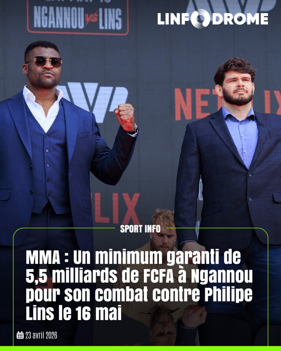 Linfodrome's tweet image. Le combattant camerounais Francis Ngannou s’apprête à faire son grand retour dans la cage le 16 mai 2026 à Los Angeles, à l’occasion d’une grande soirée de MMA qui suscite déjà une forte attente.

#Linfodrome