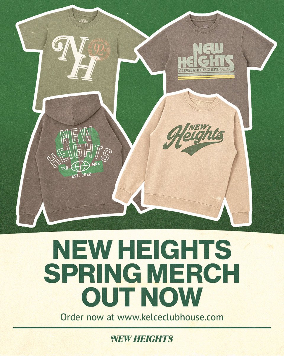 NEW HEIGHTS CREW NECKS ARE FINALLY HERE!!!

Check out all the spring merch at kelceclubhouse.com