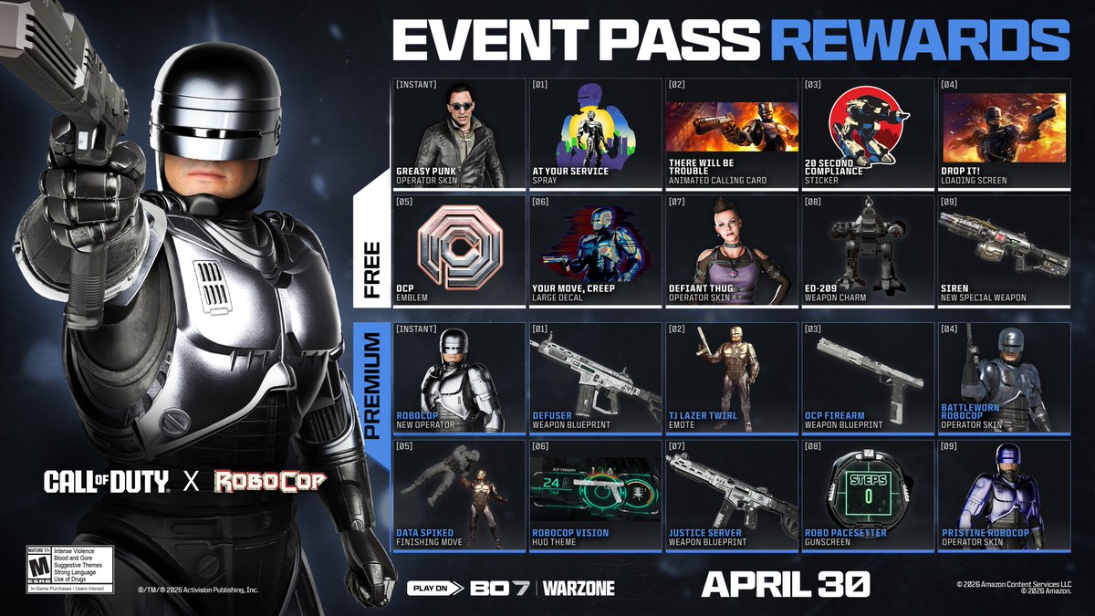 DETONATEDcom's tweet image. 'Robocop' Operator coming with #BlackOps7 Season 3 Reloaded Event Pass: