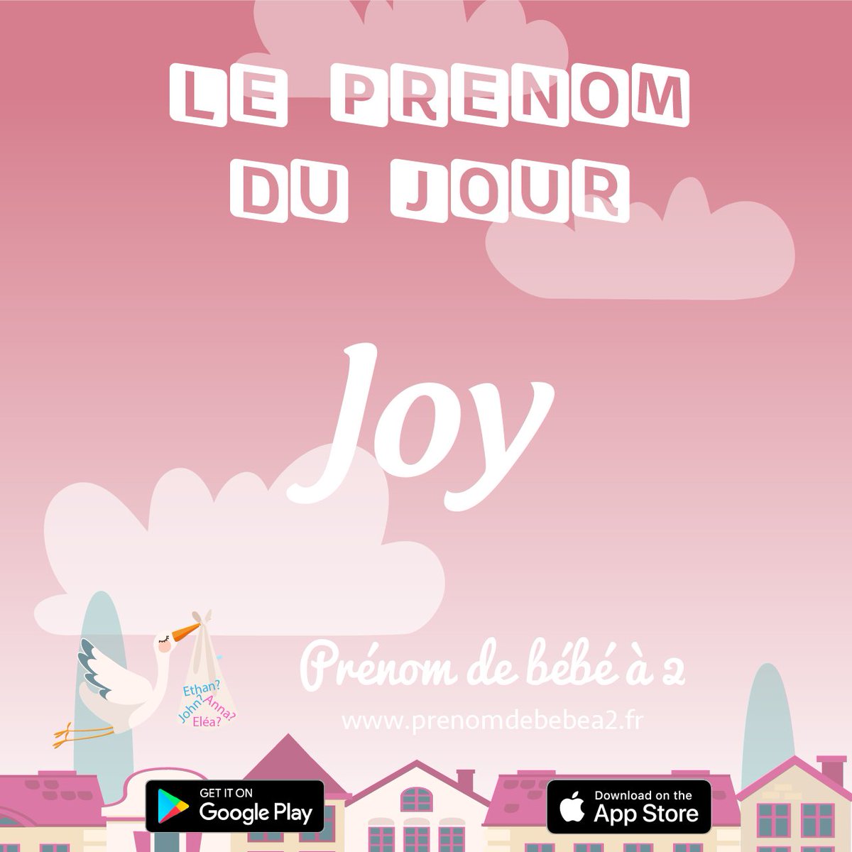 PrenomBebea2's tweet image. 🌈 Prenom pour fille du jour: 💕 Joy 💕! Trouvez d'autres prénoms uniques sur l'appli. 📱 prenomdebebea2.fr ou 📔 découvrez plus d'informations sur le prénom #Joy sur app.prenomdebebea2.fr/details/prenom… #prénom #enceinte #bébé #maternité #parents #futuremaman #grossesse