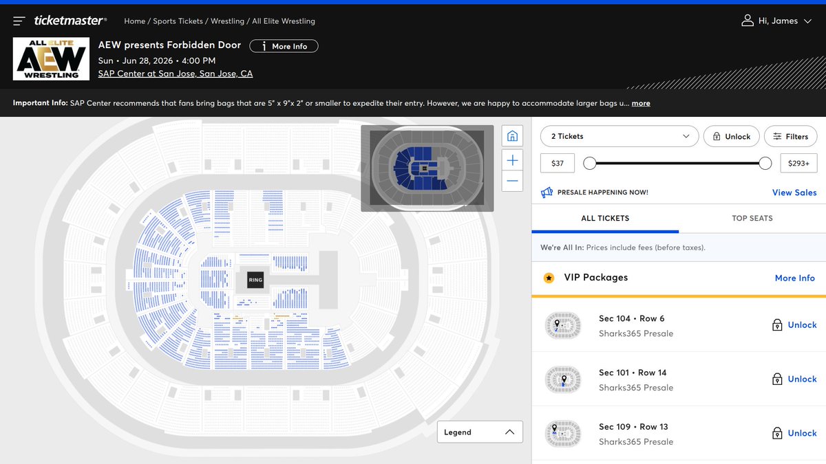 AEW Ticket Map Updates tweet media