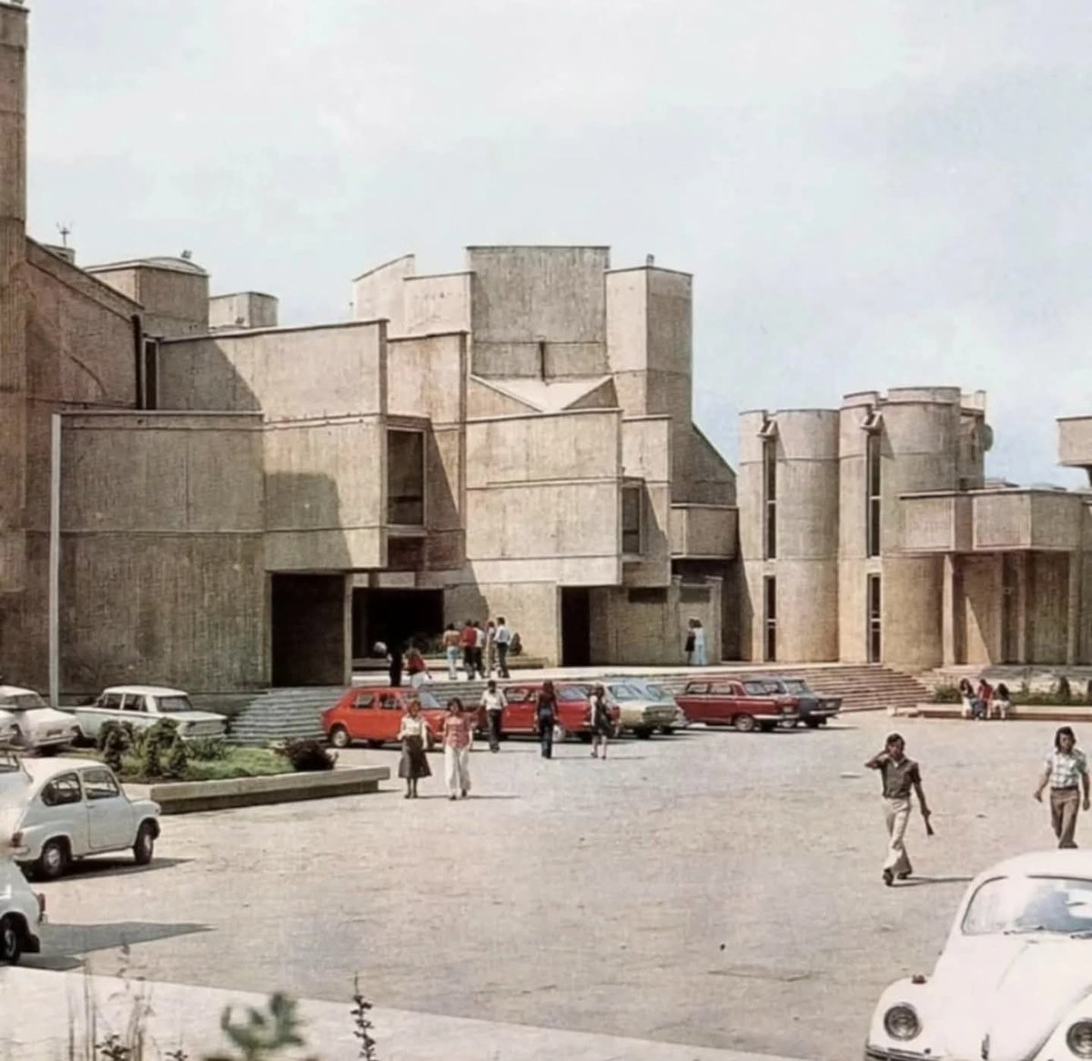 Brutalist campus of Saints Cyril and Methodius University in Skopje, 1970s.