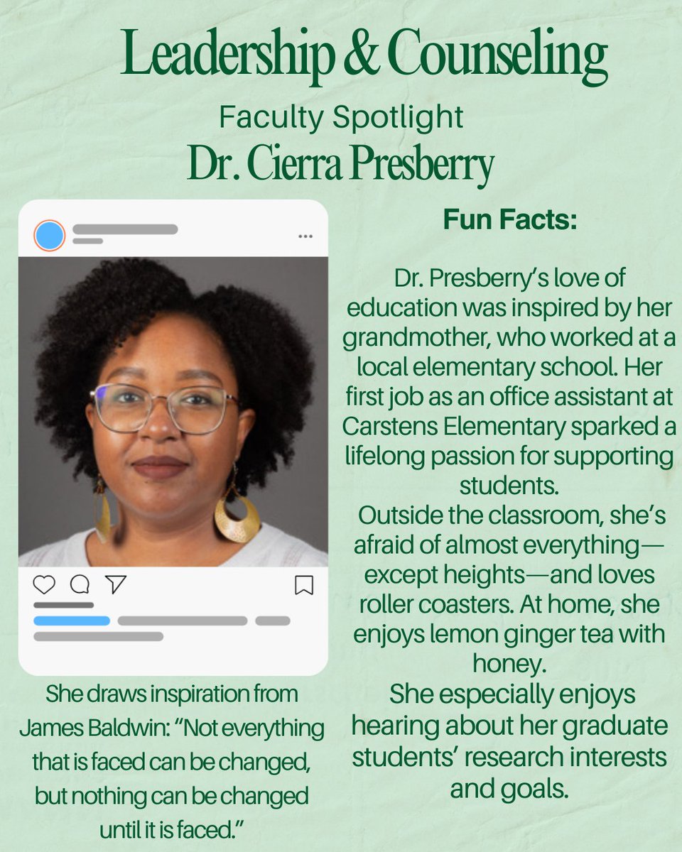LDCN_EMU's tweet photo. Faculty Spotlight – Week 11: Dr. Cierra Presberry, K-12 Faculty &amp; Ed Leadership PhD Co-Coordinator. 

Her work centers equity, care &amp; liberation, shaping inclusive learning environments and making a meaningful impact on our students. https://t.co/zgkYTvsXX2