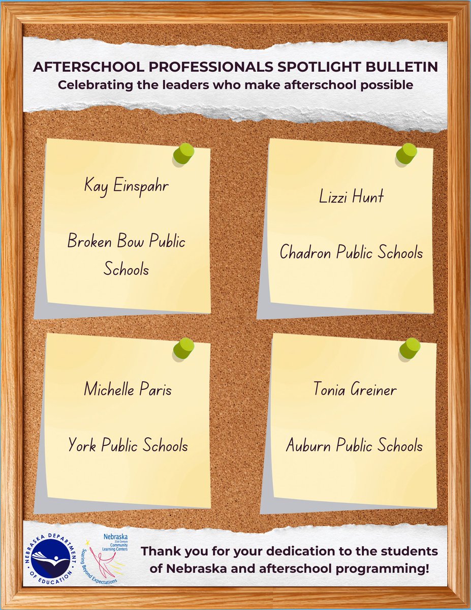 NDE_GOV's tweet image. As we near the end of #AfterschoolProfessionalsAppreciationWeek, #21stcclc wants to acknowledge another group of our amazing directors who make #afterschool possible across the state. Their dedication, tenacity, and drive make their programs successful. Thank you for all you do!