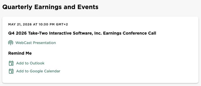 🚨 OFFICIEL - GTA VI 

🤩 — C’est donc officiellement confirmé par Take-Two, la prochaine conférence aura lieu le 21 Mai 2026

🎮 — Le TRAILER 3 devrait donc sortir peu de temps avant ou pendant cette conférence pour rassurer les investisseurs 

🌴 GTA 6, Novembre 2026