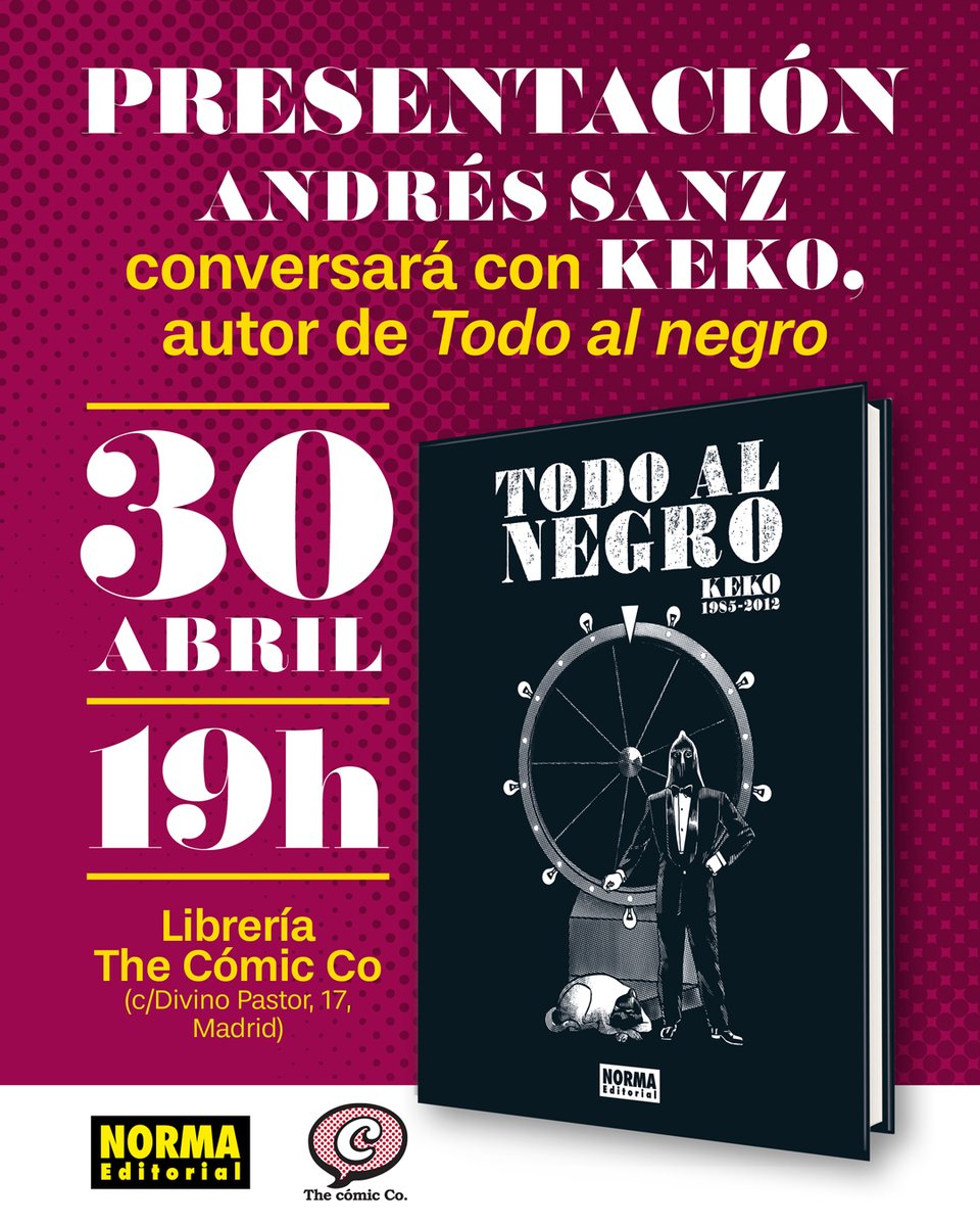 thecomicco's tweet photo. 📢🔔📣
Atención a todo el mundo, información de enorme interés!
El jueves 30 de abril (19 h.), estará el gran Keko con nosotros, en conversación con Andés Sanz (La Piscina), y posterior sesión de firmas.
No se lo pierdan!!! https://t.co/cdtU7gbocP