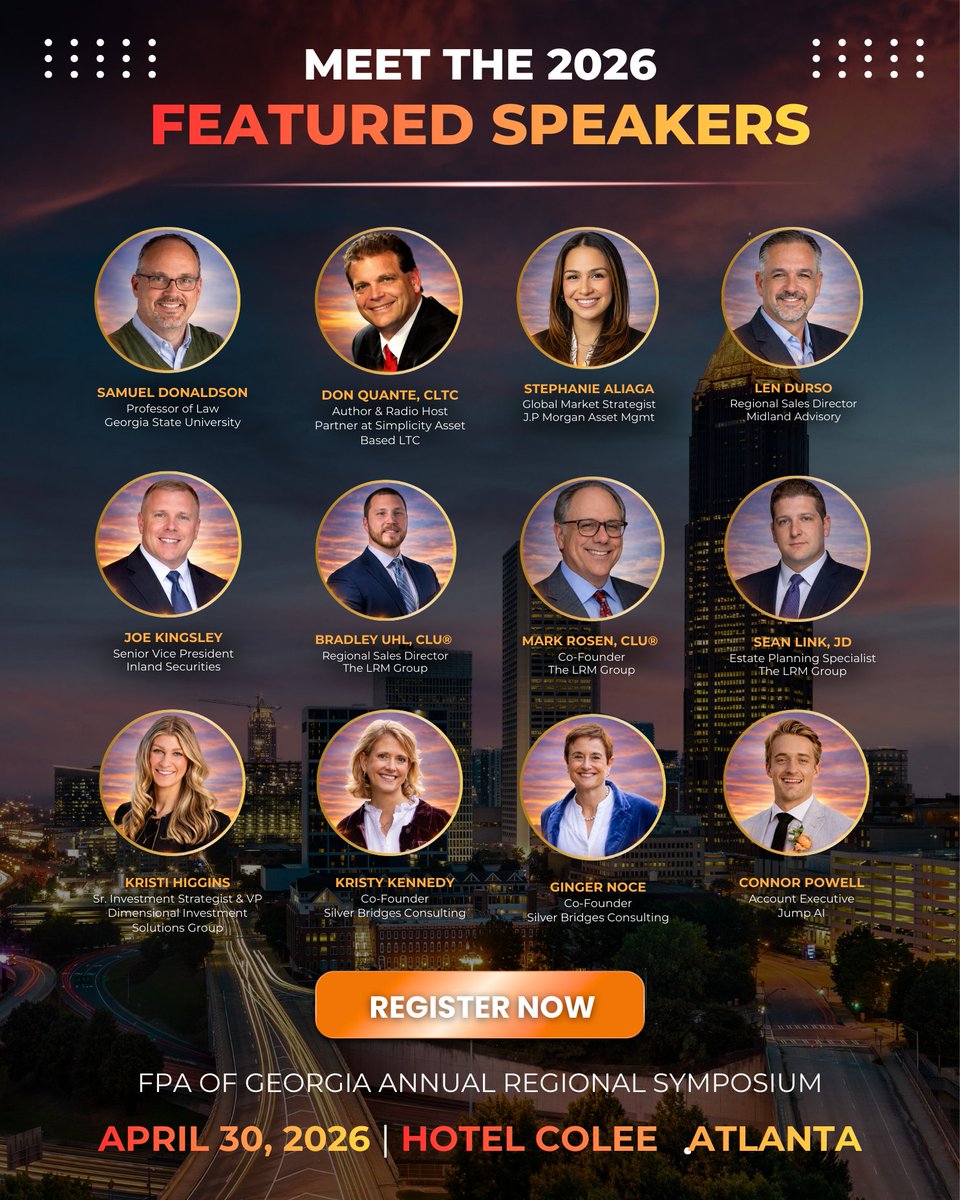 FPAGeorgia's tweet photo. FPA of Georgia Symposium is almost here! 🎓 8 hrs CFP CE + GA Insurance Credit 🎤 Top speakers 🤝 Networking 📍 Atlanta | April 30 Register now: https://t.co/qhDW14m6p2 https://t.co/td7Vf3ciIQ