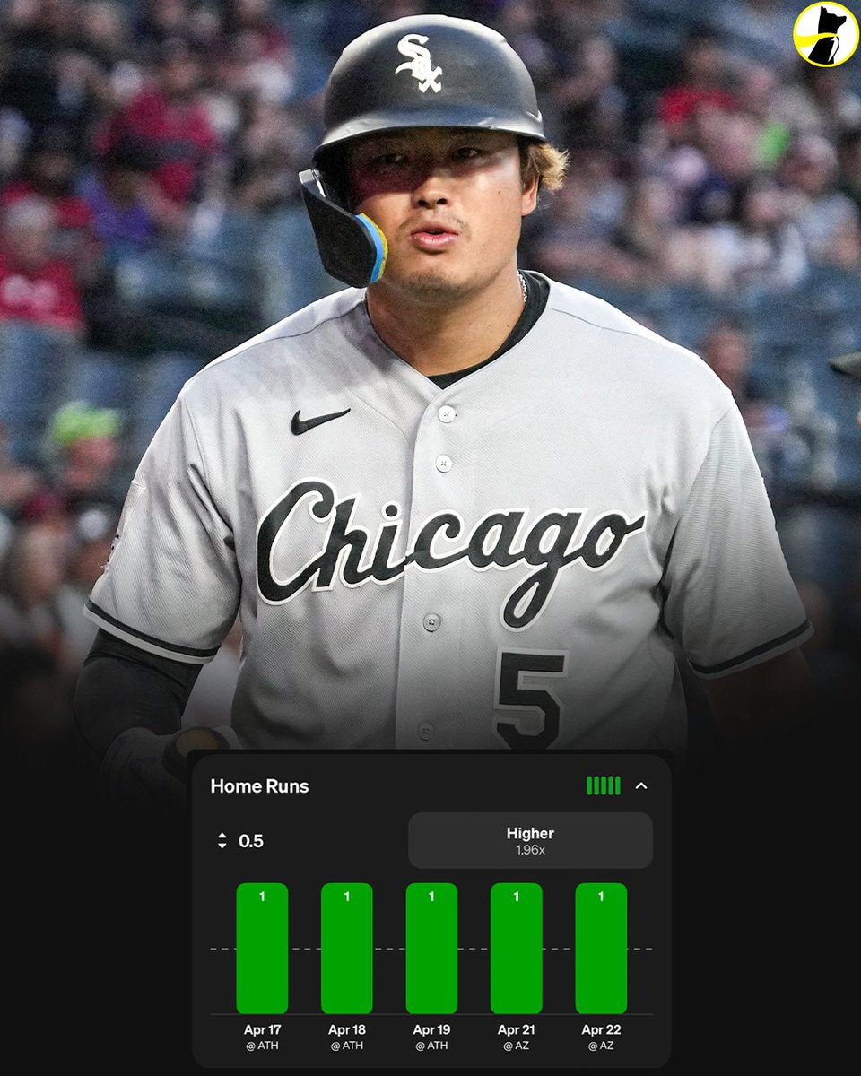 Underdog's tweet image. Munetaka Murakami's 162 game pace:

68 HR
128 RBI
128 Runs
1.026 OPS

If he goes yard today, he'd be the first rookie in MLB history with a home run in 6-straight games 🤯