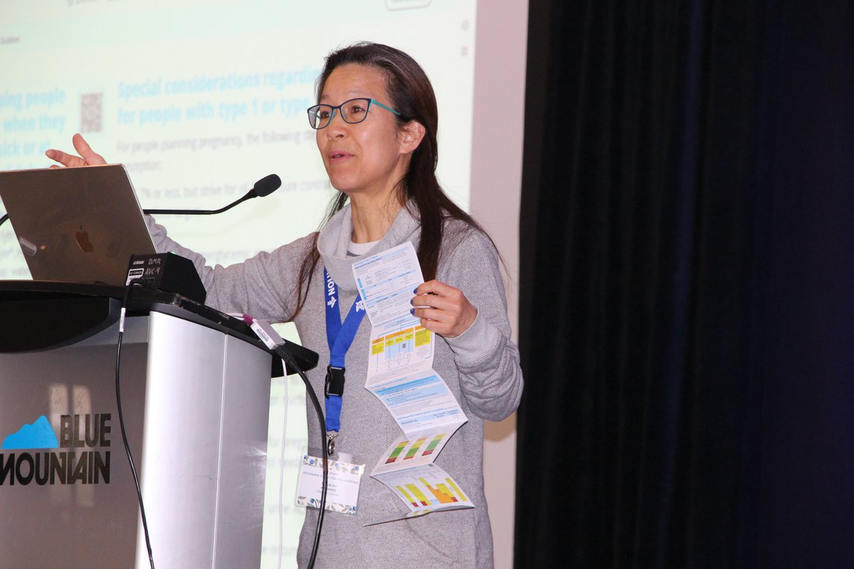 AnishNation's tweet image. Pharmacist Susie Jin reviews the Diabetes Canada 2025 Clinical Practice Guidelines Quick Reference Guide at the 4th Annual Anishinabek Nation Diabetes Conference. #DiabetesAwareness #DiabetesCare