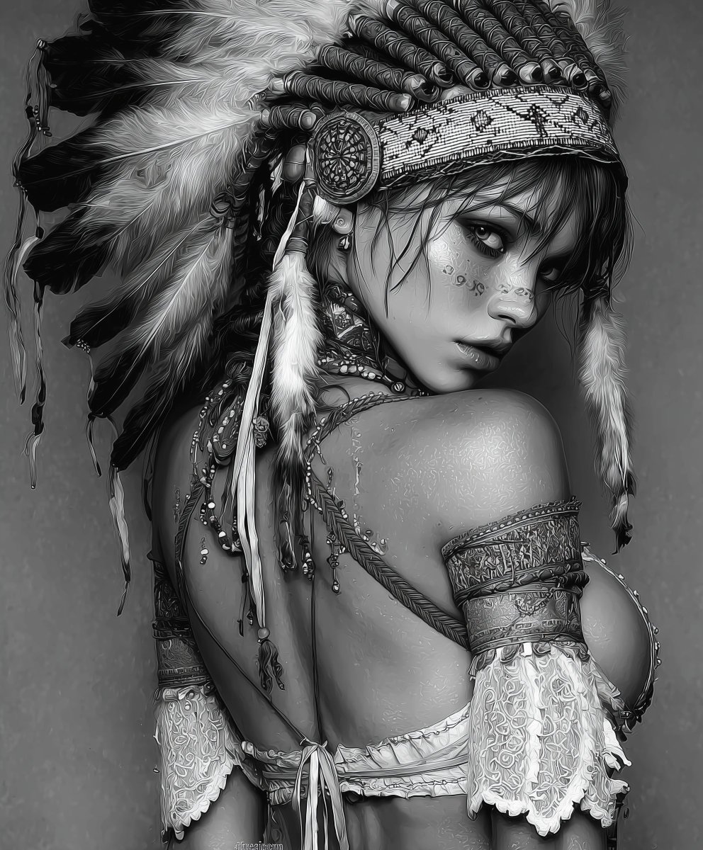 abuzaki1978's tweet image. Native beauty in black &amp;amp; white 🖤🪶
drop your native art below ✨
#AIArt #DigitalArt