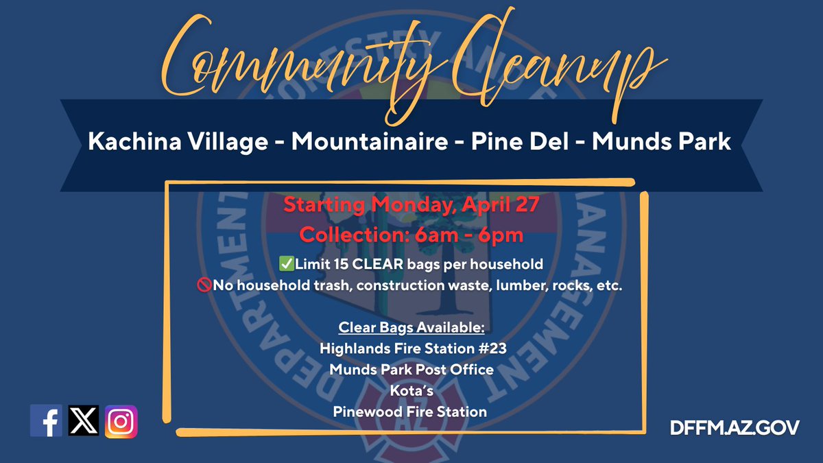 The work must continue! 🌲🔥

Arizona Forestry proudly supports Community Cleanup Day in the Highlands &amp; Pinewood Fire Districts in Coconino County. 

Building on the legacy of the Bear Jaw Crew, we’re honored to help continue this tradition for Kachina Village, Mountainaire,