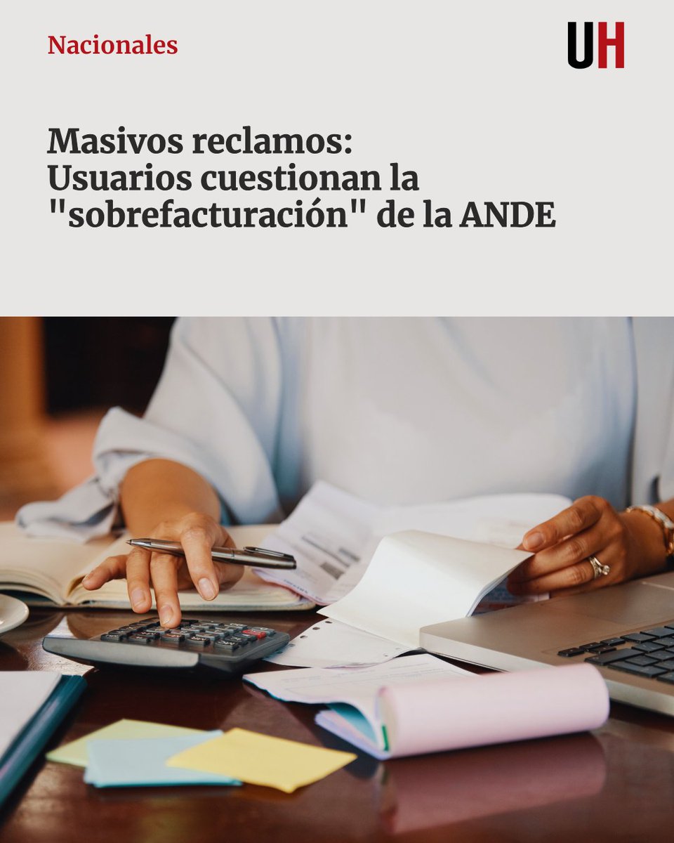 UltimaHoracom's tweet image. Usuarios en redes denunciaron una sobrefacturación en este último mes de la ANDE. En uno de los casos, la factura pasó de G. 357.000 a 1.300.000 y, pese a los reclamos, la empresa estatal se excusa e intenta justificar.

Un usuario cuestionó que le haya venido G. 245.000, cuando