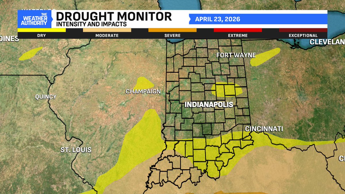 BrianWilkes59wx's tweet image. Recent rainfall has improved conditions over north-central Indiana meanwhile, this is the DRIEST April to date in #Indianapolis in 50 years. Abnormally dry to drought conditions have expanded in the state, Now downstate.