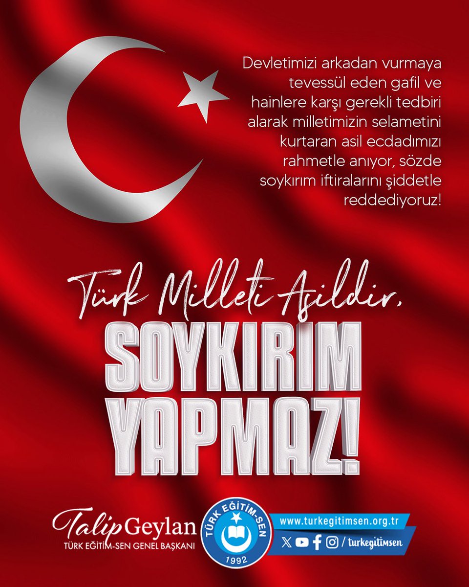 TalipGeylan06's tweet photo. Türk milleti asildir, soykırım yapmaz! https://t.co/BGfOGTI4kZ