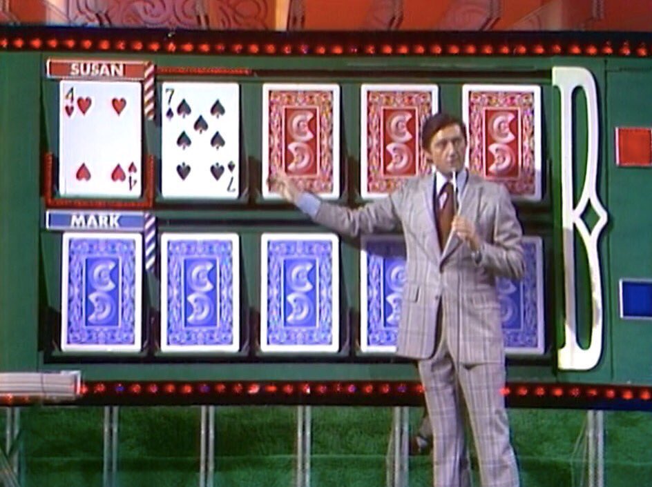 landofthe80s's tweet image. On this date in 1978, the game show “Card Sharks” debuted on NBC. 

BITE-SIZED FACT | The game show was hosted by Jim Perry. #nostalgia