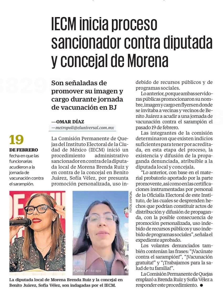 MorriganA0's tweet photo. ¡Es el colmo! 😡 

@sof_velez_r , concejala de Morena en la Benito Juárez, está bajo la lupa del IECM. Dicen que usó los volantes de las vacunas para promocionar su cara

Lucrar con la salud es lo más bajo.🛑 https://t.co/2YC3EqBNuR
