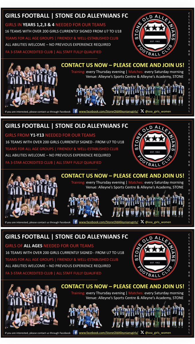 Stone Old Alleynians Girls & Ladies Football Club tweet media