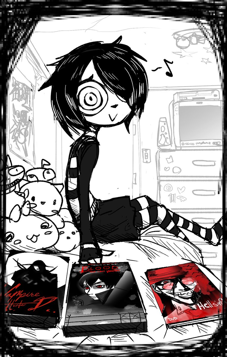 Emo girl movie night.
Choose your early 2000s anime vampire related media for the evening.

(I can't sleep/nosleep666 fanart)