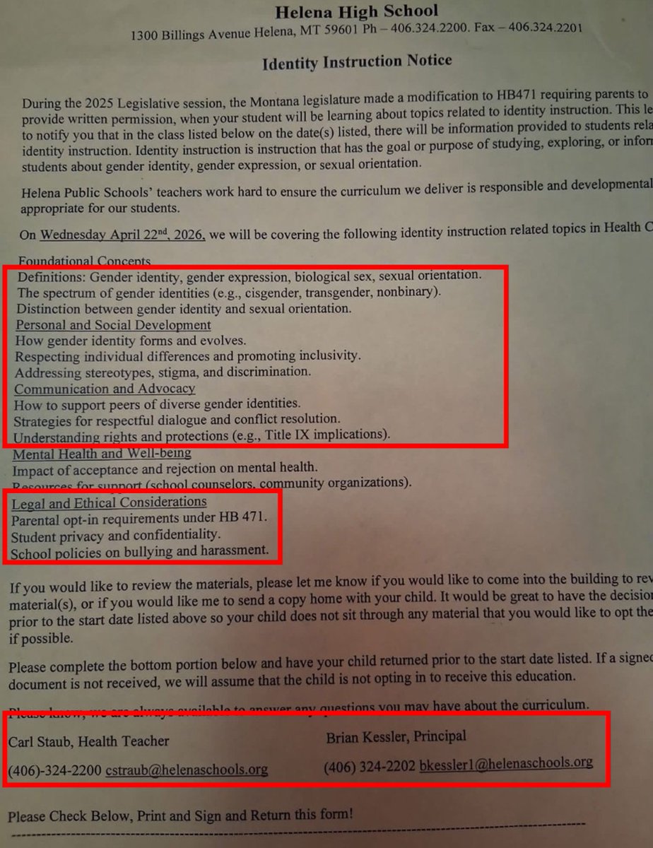 libsofmontana's tweet image. If your child attends Helena High School, they were sexually groomed by your school on Wednesday, April 22, 2026 unless a parent opted them out. 

.@libsoftiktok @mt4ltdgov @mtfreedomcaucus @gvsentinel #mtpol #mtleg #mtnews @bozchron @SamUSOH @LizaOrloff @MTGOP @the_posts