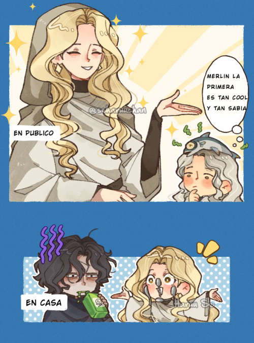 alanblanco2005's tweet photo. Traducción al español (publicado con permiso) Original:
@Seharuuchan 
#EsperiArt #AFKJourney #comic https://t.co/P2XMDf1U10