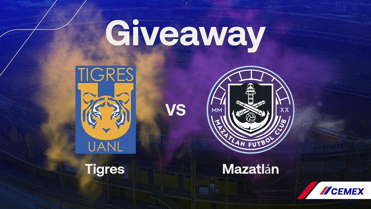 ¡TENEMOS GIVEAWAY! 🐯⚽️
Te regalamos 3 pases dobles para vivir el <a href="/TigresOficial/">Club Tigres 🐯</a> vs Mazatlán en el Volcán. 🏟️🔥

Para participar solo tienes que:
- Seguirnos
- Comentar qué parte de tu casa te gustaría remodelar con Cemento Cemex Gris
- Darle RT a este post

Anunciamos a los