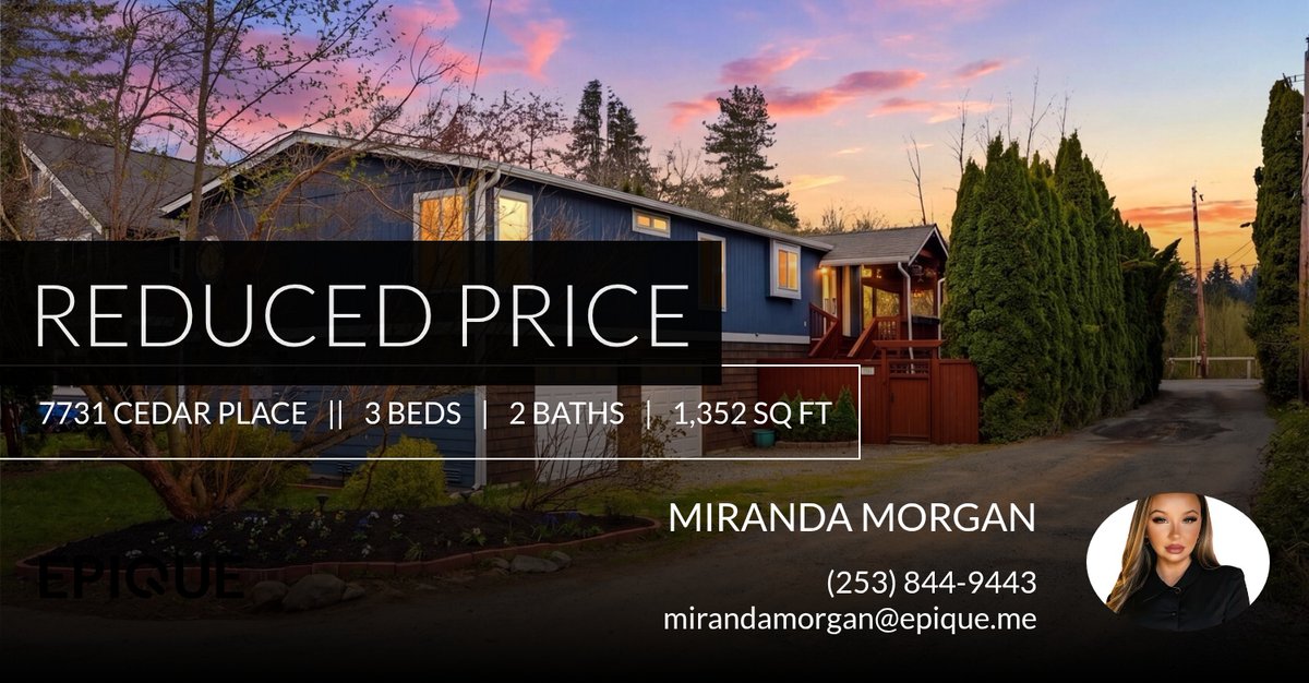 Mirandaaaaa_'s tweet photo. 📍 Reduced Price 📍 This recently reduced home at 7731 Cedar Place in Snoqualmie won't last long, so, don't wait to set up a showing! Reach out here or at (253) 844-9443 for more information! https://t.co/5zWwUgXKjY https://t.co/xciJlMafth