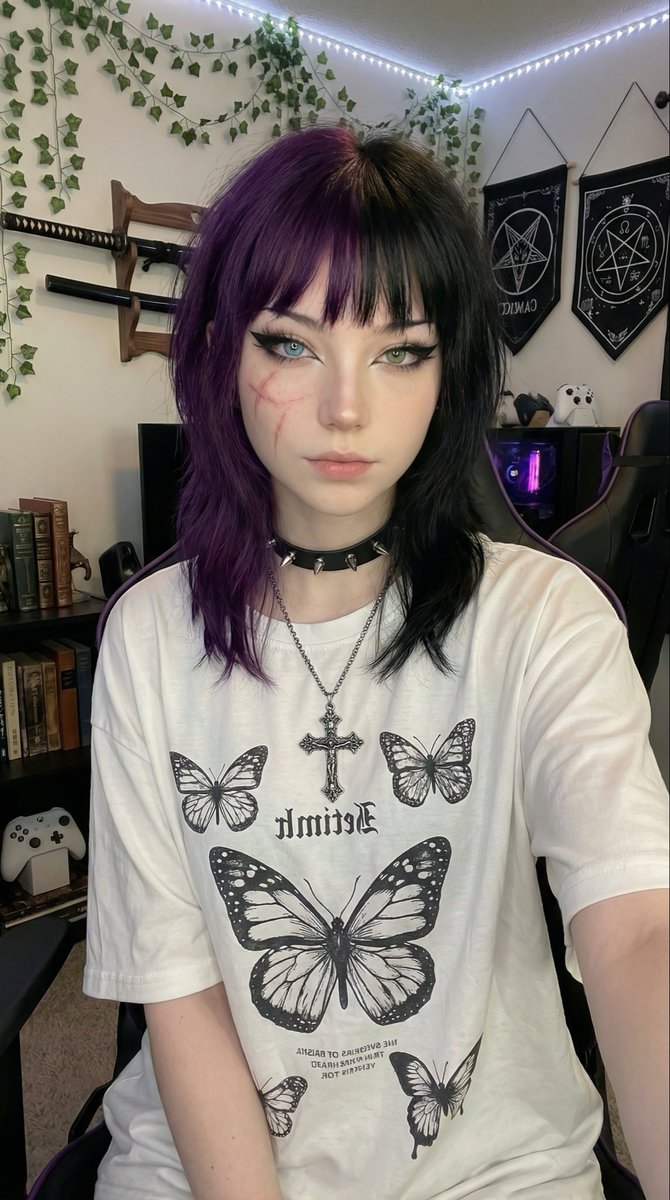 NoirMavis's tweet photo. Would u go on a date with goth girl who having a face scar ?  #goth #gothgirl #viral https://t.co/b5JbHqSNt2