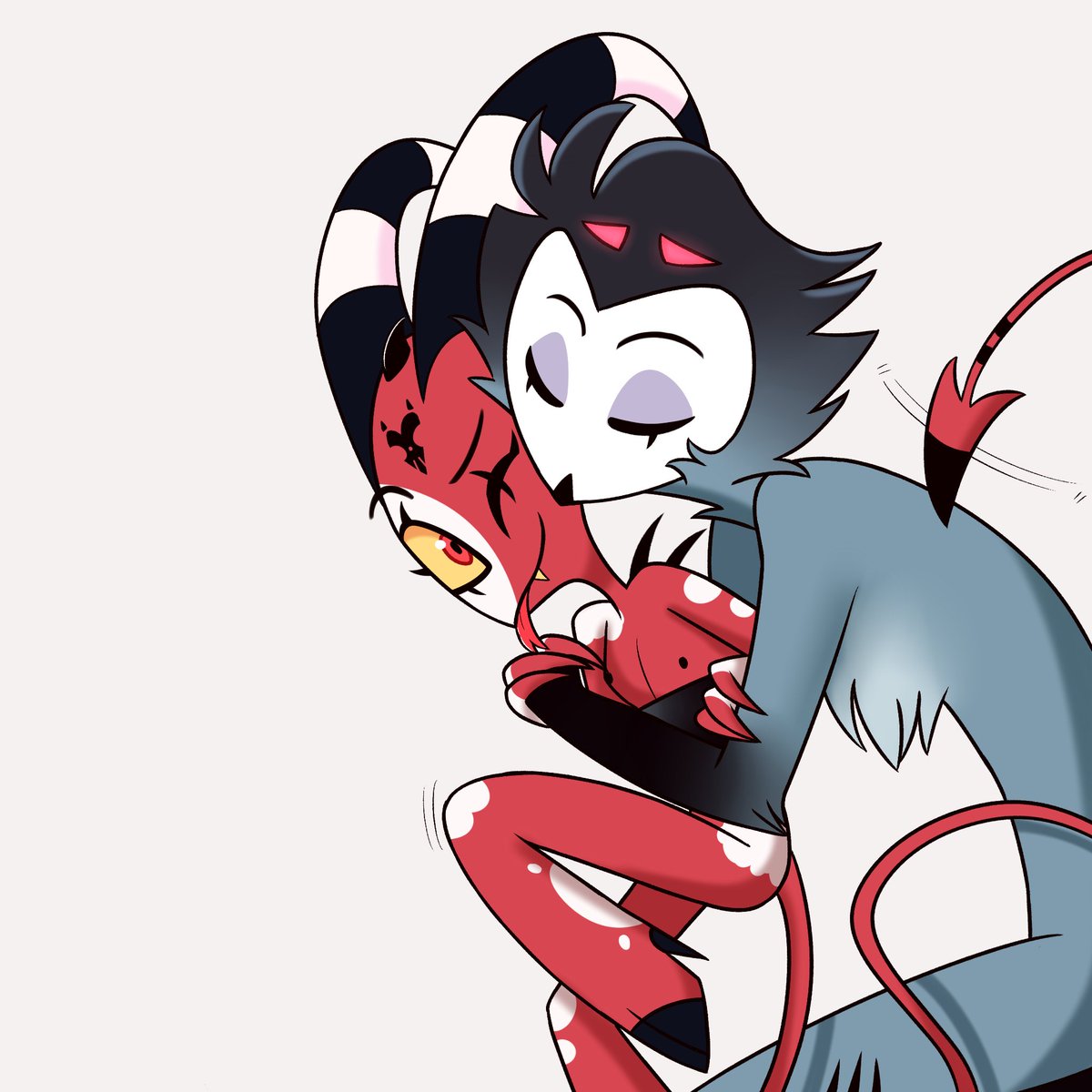 A wee peck
-  
#Blitzo #Stolas #Stolitz #HelluvaBoss #HelluvaBossFanart