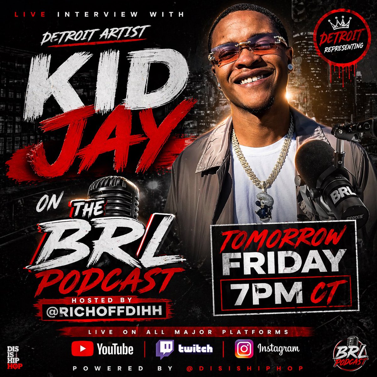 🚨 LIVE INTERVIEW ALERT 🚨

We got Detroit’s own pulling up on the platform 💯

🎤 @OfficialKidJay joining us LIVE on
The BRL Podcast hosted by @RichOffDIHH

🗓️ Tomorrow (Friday)
⏰ 7PM CT
📡 Streaming on ALL major platforms (YouTube • Twitch • Instagram)

Tap in and be part of