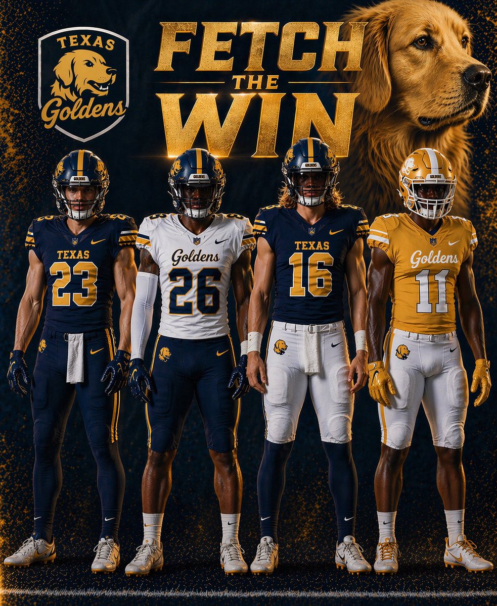 Texas_Goldens's tweet photo. In honor of #NFLDraft, we’re happy to announce our new threads for the 2026 season #FetchTheWin https://t.co/BbraaGuaWN