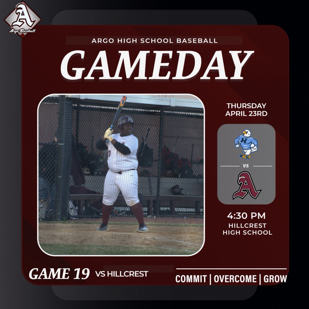 argobaseball's tweet image. Conference play wraps up for the week at Hillcrest.  Come out and support the team on a beautiful day! #COG