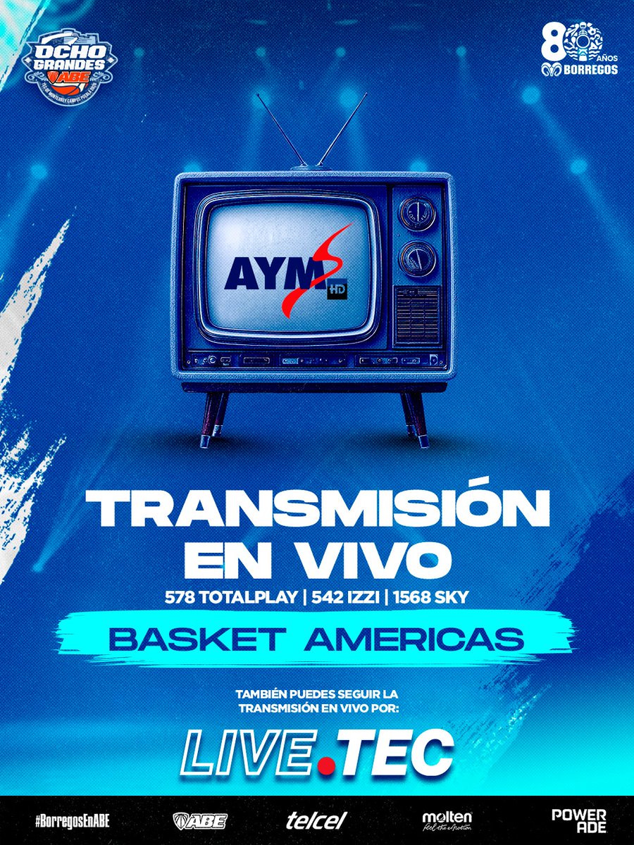 AsocBasquetEst's tweet photo. ¡La Fiesta del Basquetbol Universitario de México!  

Comienzan los #OchoGrandes 2026 desde la casa de los @BorregosPuebla 
📺 Sigue cada jugada en tiempo real por AYM Sports: 👉 Totalplay: 578 | Izzi: 542 | Sky: 1568
🌐 También disponible online en 📲 Live.Tec https://t.co/ZU0E6uNGcC
