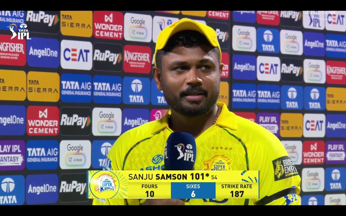 Sanju Samson said "I am playing in yellow for the first time - never seen this much yellow, very greatful to play for this franchise".