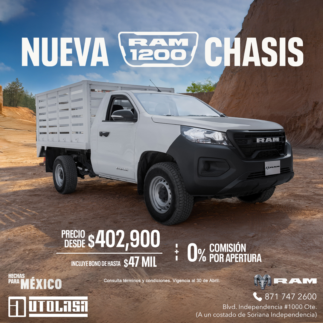 AutolasaLaguna's tweet photo. Tu herramienta de trabajo, al siguiente nivel. 📷
Con la RAM 1200 Chasis, carga más, rinde más y crece más.
📷 Precio desde $402,900

📷 Visítanos en Autolasa Torreón: Blvd. Independencia #1000 Ote. https://t.co/qQHXBlB0UT