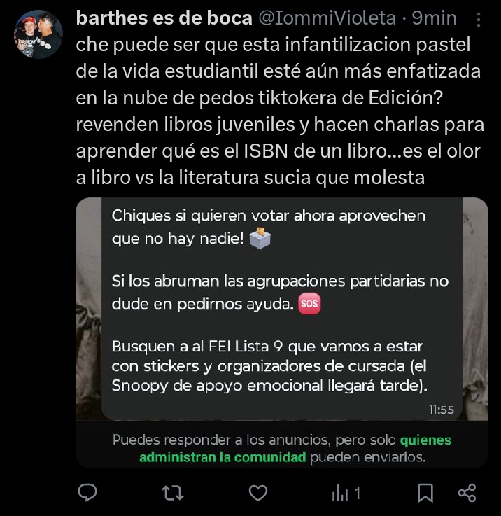 amo que me chorearon el post porque lo subi 5 min y después lo borre porque ya tuve quilombos por decir estas cosas ksjdj