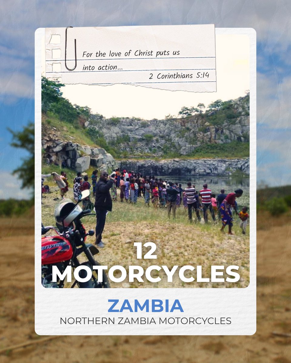 qhministries's tweet image. Praise God for this miraculous impact! 20 QHM motorcycles are helping carry the gospel across Zambia. Over 3 years, camp meetings, sermons, Bible studies and outreach—just a glimpse of what God is doing. Thank you for your prayers and support!

#Jesus #gospel #mission #Zambia
