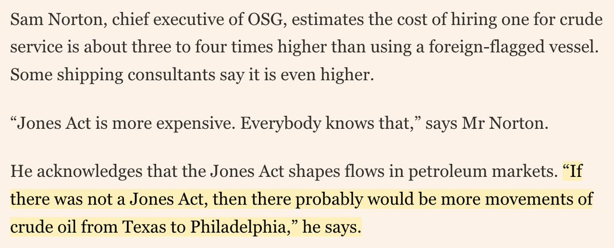 As predicted by the CEO of a Jones Act tanker company in 2017: