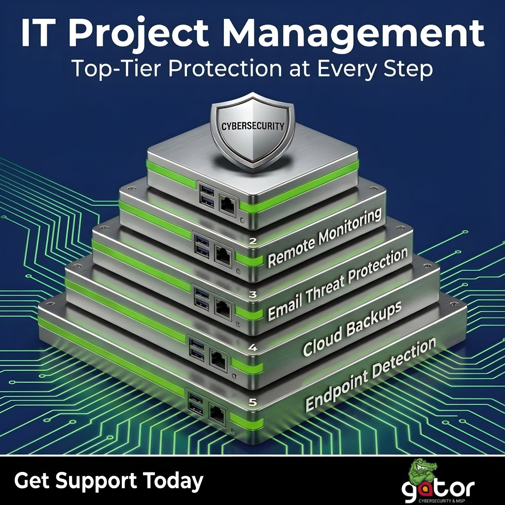 gatorcpu34787's tweet image. Successful IT projects start with clear planning, strong oversight, and built‑in security.

We manage every phase with structure and visibility so your project stays on track.

#gator #cybersecurity #msp #it #project #management