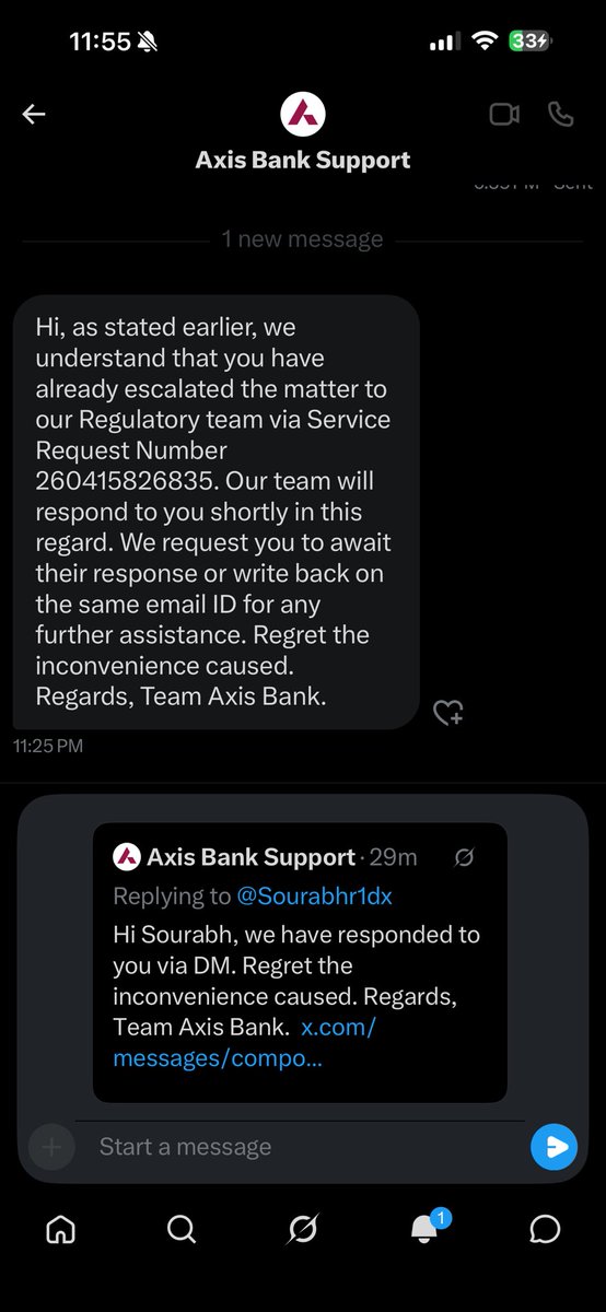 Sourabhr1dx's tweet image. MIDNIGHT &amp;amp; NO HELP! 🚨

12 hours later, @AxisBank is still copy-pasting the same reply. It’s 11:30 PM &amp;amp; my grandfather’s life is still at risk due to your frozen 1.03L.

Is your 'Regulatory Team' sleeping or just heartless? FIX THIS NOW! 😡

@RBI @PMOIndia @nsitharaman #AxisBank