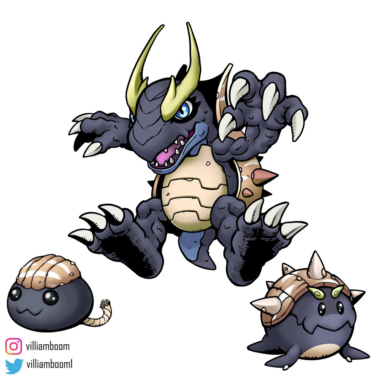 Commission done for <a href="/badger_emperor/">EmperorBadgerDragon</a> !! 

Popmon, Detomon and Boomamon!

#digimon #digimonart #digimontimestranger #digimoncyber #digimontamers #DigimonDataSquad #conceptart #fanart 

If you want an artwork like this send me a DM