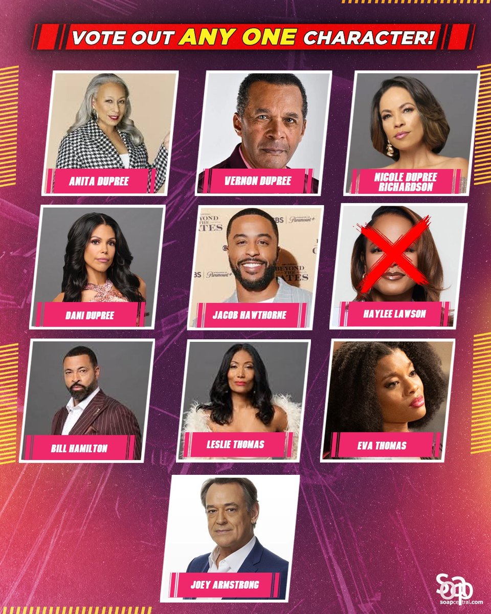 soapcentral's tweet image. Vote out ONE character 👀 
Drop your pick below ⬇️
#BeyondTheGates