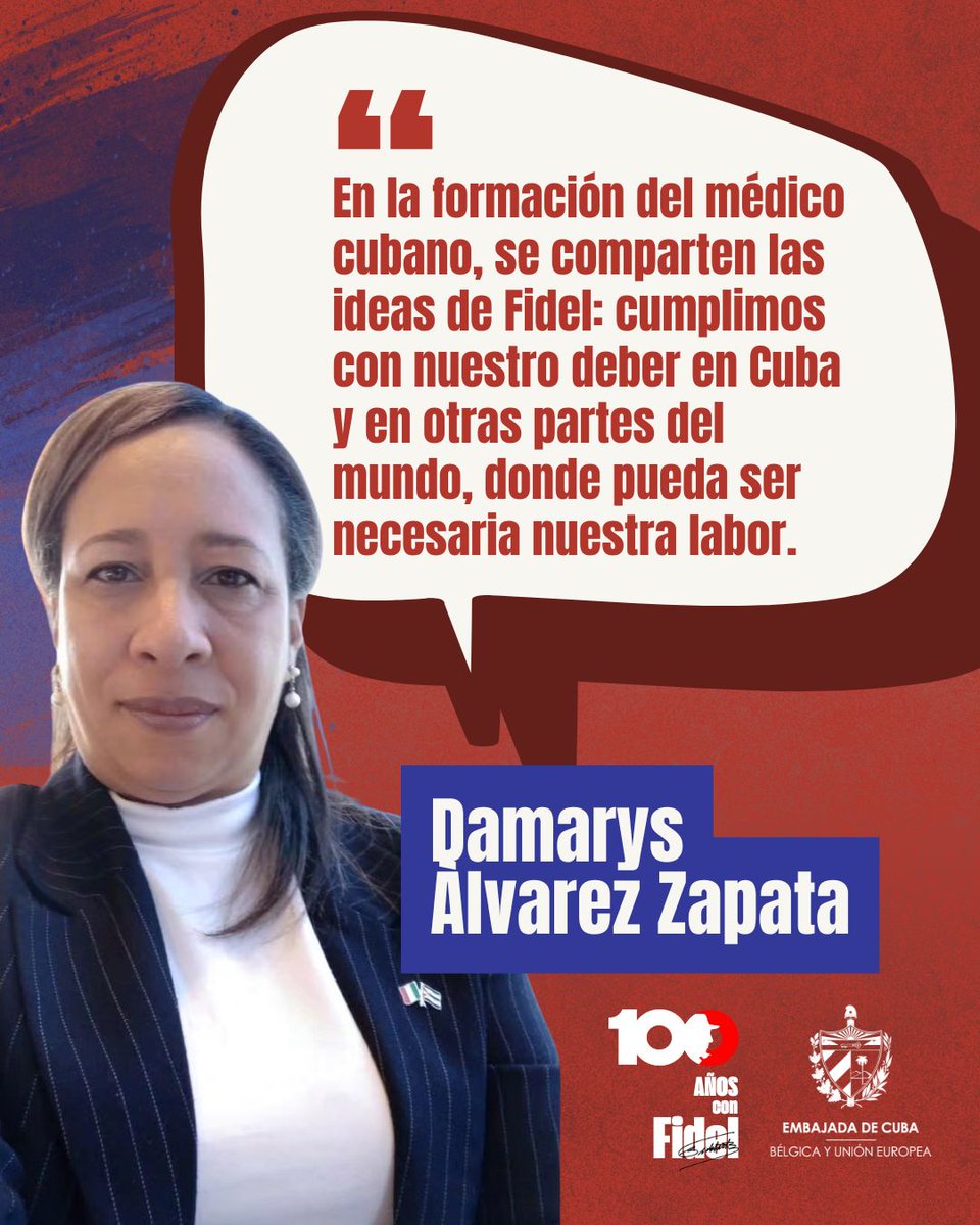 En la formación del médico cubano, se comparten las ideas de #Fidel: cumplimos con nuestro deber en #Cuba🇨🇺 y en otras partes del mundo, donde pueda ser necesaria nuestra labor, así expresó la Dra. Damarys Álvarez, quien cumple misión internacionalista en Italia.
#100AñosConFidel