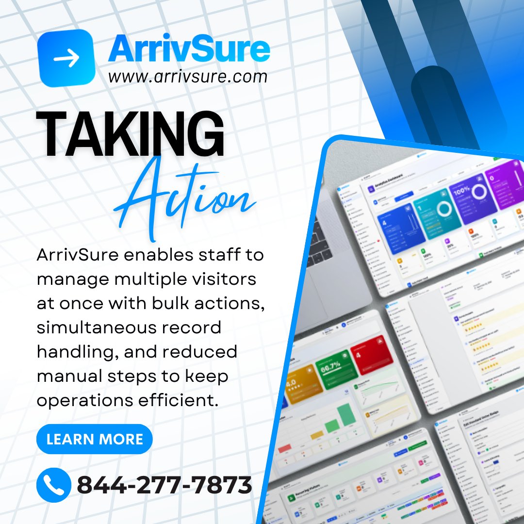 ArrivSure's tweet image. Act in Bulk

• Bulk check-out active visitors
• Manage multiple records simultaneously
• Reduce repetitive manual steps

📞 844-277-7873
✉ sales@arrivsure.com

🌐 arrivsure.com

#ArrivSure #Efficiency #Operations #Workflow #Technology