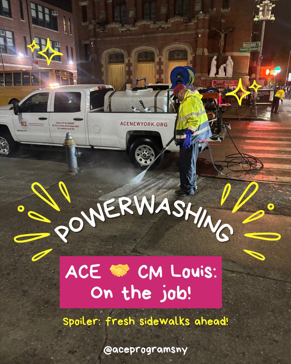 aceprogramsny's tweet image. ACE crews were out handling the heavy-duty cleaning while the city sleeps, blasting away the grime and buildup around our transit hubs.
We're proud to partner with @FarahNLouis to ensure #District45 wakes up to spotless streets. #PowerWashing  #Brooklyn #nostrandave #nyc