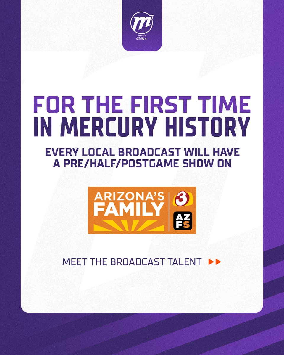 PhoenixMercury's tweet image. For the first time ever, every locally broadcast Mercury game this season will feature pregame, halftime, and postgame coverage on Arizona’s Family/Arizona Family Sports.

Swipe to meet the crew!