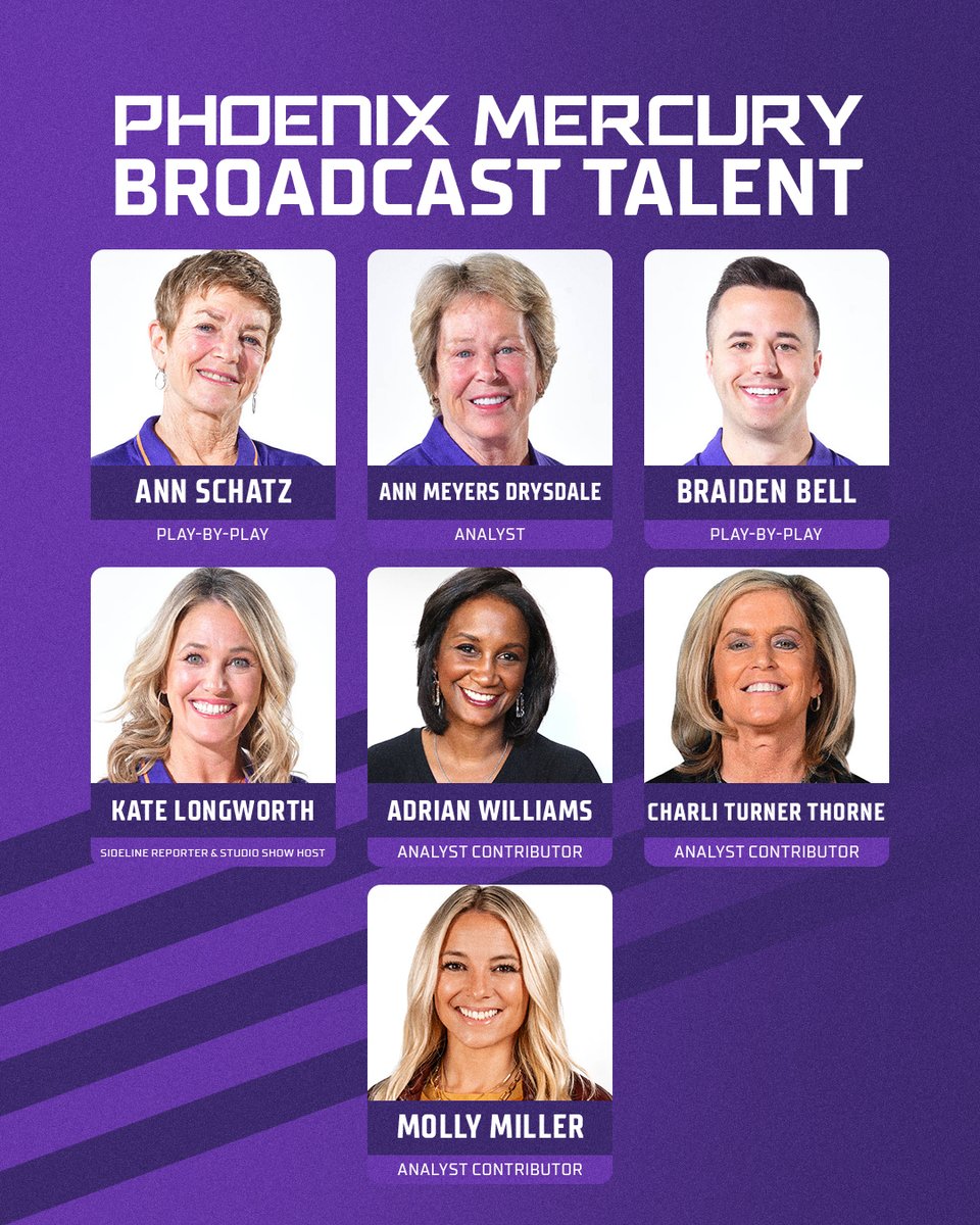 PhoenixMercury's tweet image. For the first time ever, every locally broadcast Mercury game this season will feature pregame, halftime, and postgame coverage on Arizona’s Family/Arizona Family Sports.

Swipe to meet the crew!